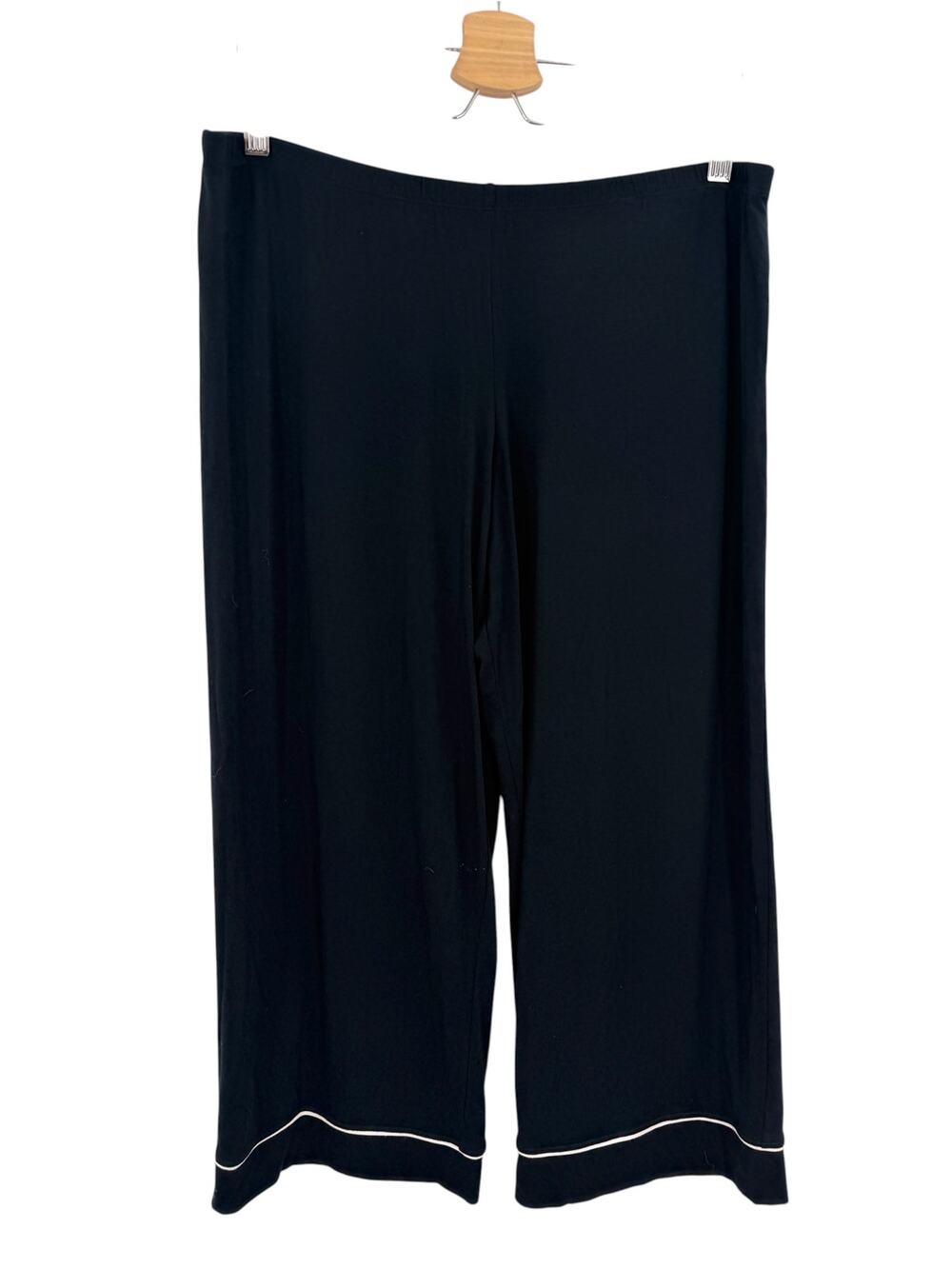 Eberjey Gisele Tencel Modal Pajama Pants Black Pink Piping Lounge Size Large